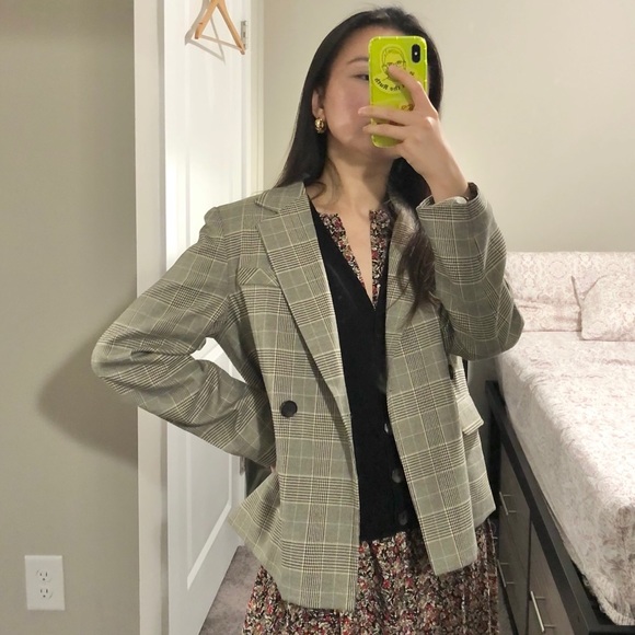 Korean brand Plaid Oversized Blazer shoulder pad - Picture 4 of 4